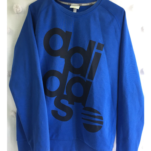 Men's Blue Adidas Neo Crew Neck Sweater Size Large - Picture 1 of 3